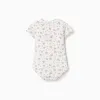 Ribbed bodysuit with floral pattern for baby girls, light beige