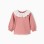 Long sleeve T-shirt with embroidered collar for baby girls, pink