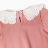Long sleeve T-shirt with embroidered collar for baby girls, pink