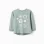 Long sleeve cotton T-shirt with hearts for baby girls, light green