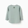 Long sleeve cotton T-shirt with hearts for baby girls, light green