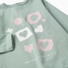 Long sleeve cotton T-shirt with hearts for baby girls, light green