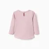Long sleeve cotton T-shirt with hearts for baby girls, lilac