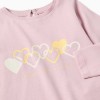 Long sleeve cotton T-shirt with hearts for baby girls, lilac