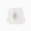 Long sleeve cotton T-shirt with The Aristocats for baby girls, white
