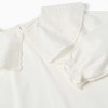 Long sleeve T-shirt with embroidered maxi collar for baby girls, white
