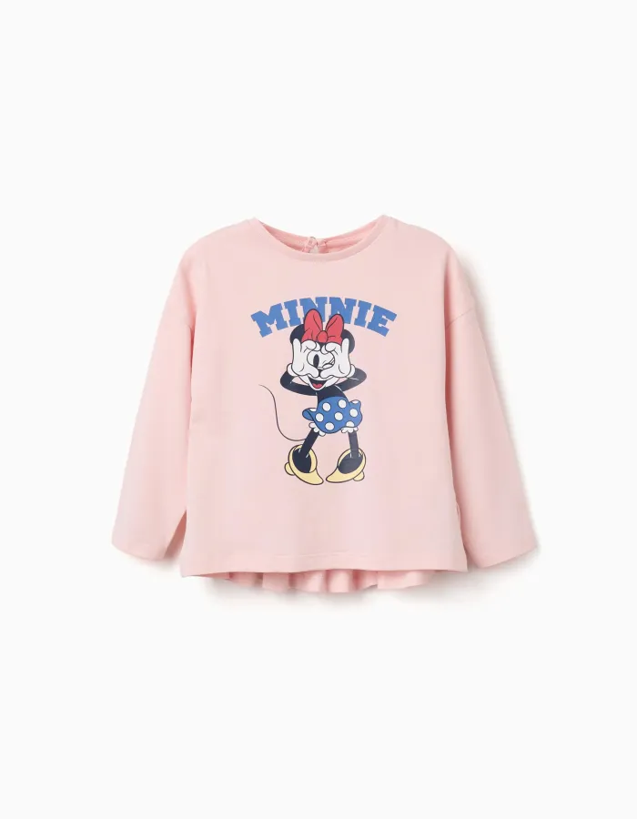 Long sleeve T-shirt with Minnie print for babies and girls, pink