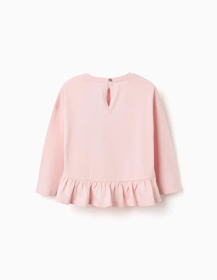 Long sleeve T-shirt with Minnie print for babies and girls, pink