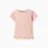 Cotton T-shirt with print and ruffled hem for baby girls, light pink