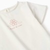 Cotton T-shirt with print and ruffled hem for baby girls, white