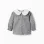 Cotton gingham shirt with floral print for baby girls, white/navy blue