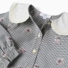 Cotton gingham shirt with floral print for baby girls, white/navy blue