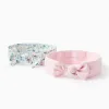 Pack of 2 Headbands Floral/Plain for Baby Girls, Pink
