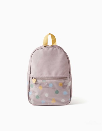 Backpack with hearts and dots print for baby girls, lilac