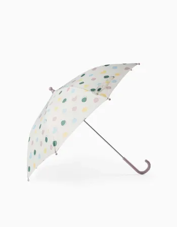 Automatic umbrella with dots pattern for baby girls, transparent