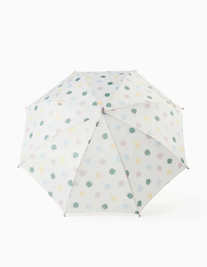 Automatic umbrella with dots pattern for baby girls, transparent