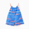 Cotton Jumpsuit with Motif for Baby Girls 'You&Me', Blue/Coral