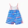 Cotton Jumpsuit with Motif for Baby Girls 'You&Me', Blue/Coral