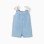 Denim playsuit with floral straps for baby girls, light blue