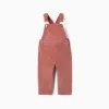 Corduroy dungarees with pockets for baby girls, dusty pink