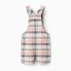 Twill short dungarees with checked pattern for baby girls, multicolour