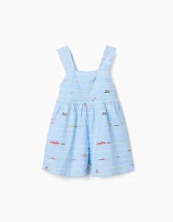 Cotton playsuit with print Carolina Celas x Zippy for baby girls, blue