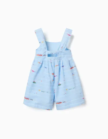 Cotton playsuit with print Carolina Celas x Zippy for baby girls, blue