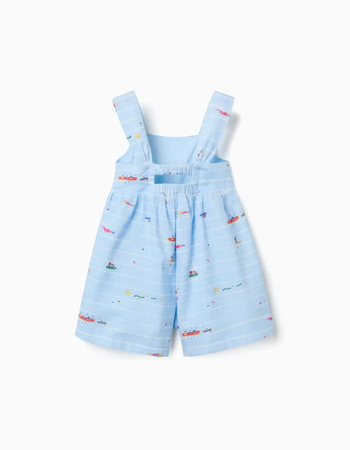 Cotton playsuit with print Carolina Celas x Zippy for baby girls, blue