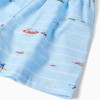 Cotton playsuit with print Carolina Celas x Zippy for baby girls, blue