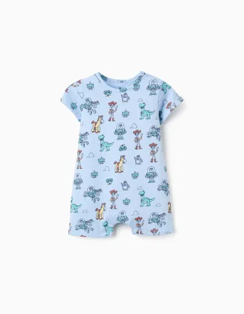 Cotton romper with Toy Story motif for newborn and baby boys, light blue
