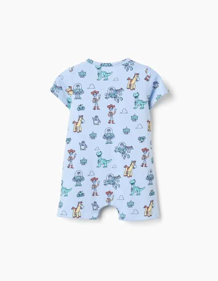 Cotton romper with Toy Story motif for newborn and baby boys, light blue