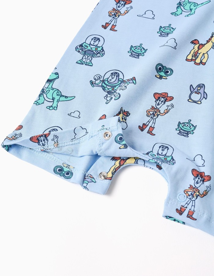 Cotton romper with Toy Story motif for newborn and baby boys, light blue