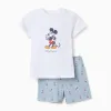 Short sleeve cotton pyjamas with Mickey for baby boys, white/blue