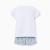 Short sleeve cotton pyjamas with Mickey for baby boys, white/blue