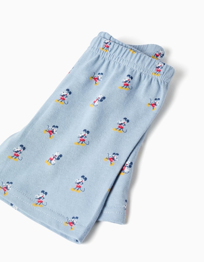 Short sleeve cotton pyjamas with Mickey for baby boys, white/blue
