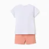Cotton pyjamas with alligator print for baby boys, white/orange