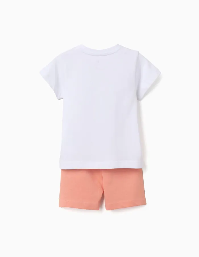Cotton pyjamas with alligator print for baby boys, white/orange