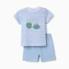 Cotton pyjamas with alligator print for baby boys, white/blue