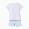 Short sleeve cotton pyjamas with alligator prints for baby boys, white