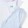 Short sleeve cotton pyjamas with alligator prints for baby boys, white
