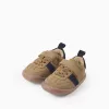 Barefoot Leather Trainers for Baby Boys, Camel/Blue