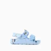 Rubber buckle footbed sandals with Mickey for baby boys, light blue
