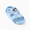 Rubber buckle footbed sandals with Mickey for baby boys, light blue