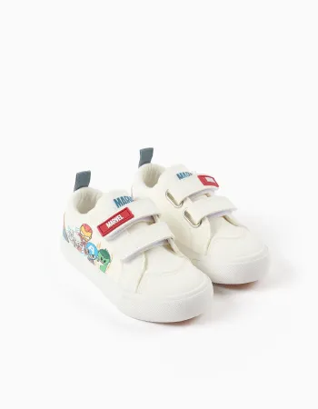 Trainers with Super Friends print for baby boys, white