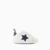 Trainers with laces and embroidered star for newborn boys, white/blue
