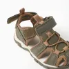 Superlight fisherman sandals for baby boys, dark green/brown