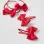2 Hairpins + 2 Bobbles with Bow for Babies and Girls, Red