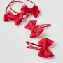 2 Hairpins + 2 Bobbles with Bow for Babies and Girls, Red