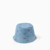Denim bucket hat with Minnie motif for baby girls, blue