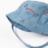 Denim bucket hat with Minnie motif for baby girls, blue